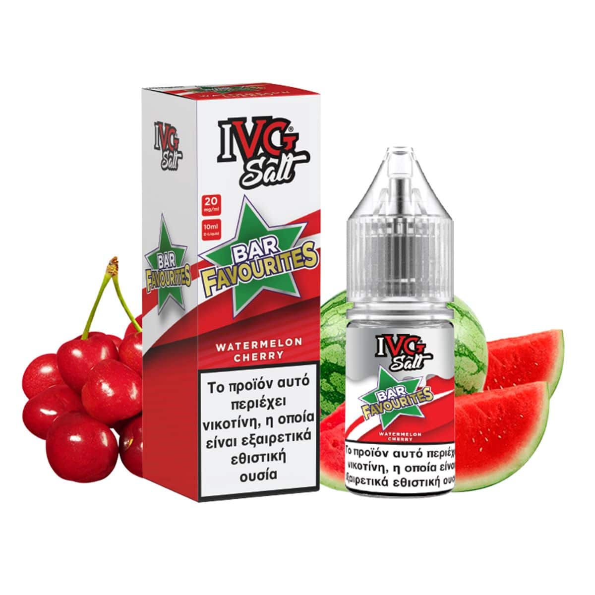 watermelon-cherry-ivg-bar-favourites-10ml E-liquids Bar Favourites IVG Nic Salt Watermelon Cherry 20mg/10ml - Image 1